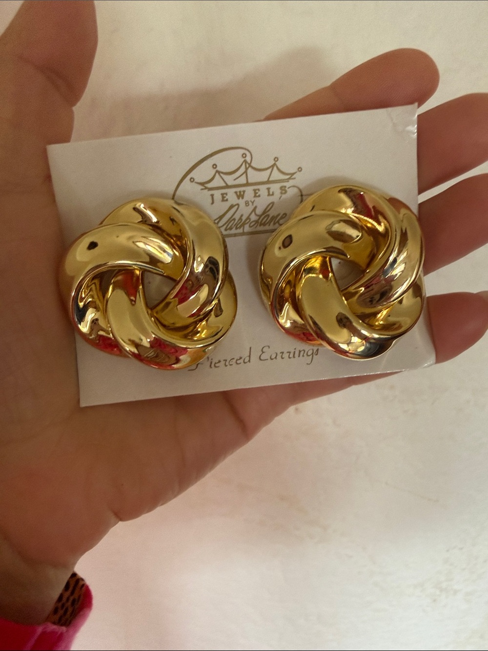 Vintage 90s Park Lane gold tone knotted Oversized Studded earrings